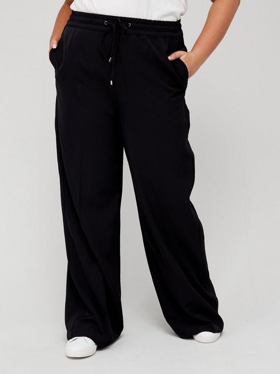 front image of v-by-very-curve-crepe-wide-leg-trouser-black