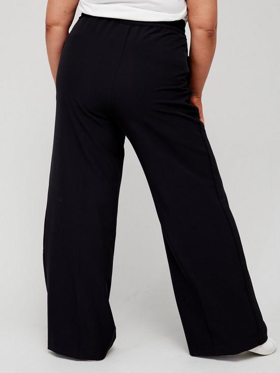 stillFront image of v-by-very-curve-crepe-wide-leg-trouser-black