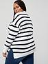  image of v-by-very-curve-knitted-stripe-quarter-zip-funnel-jumper-ivorynavy