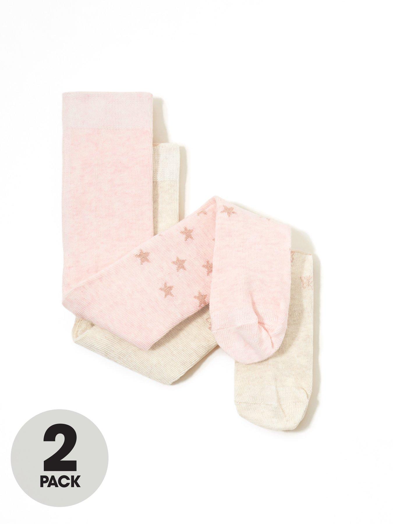 Image 1 of 4 of Monsoon Baby Girls 2 Pack Butterfly Cotton Tights - Multi