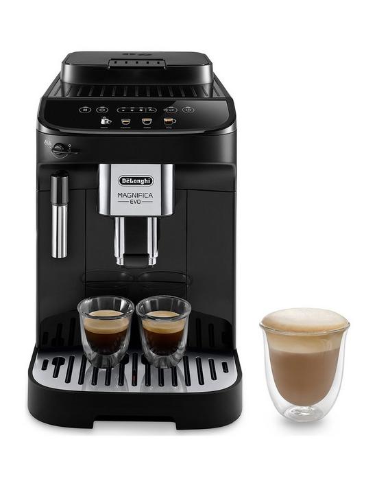 front image of delonghi-magnifica-evo-automatic-bean-to-cup-coffee-machine-ecam29021b