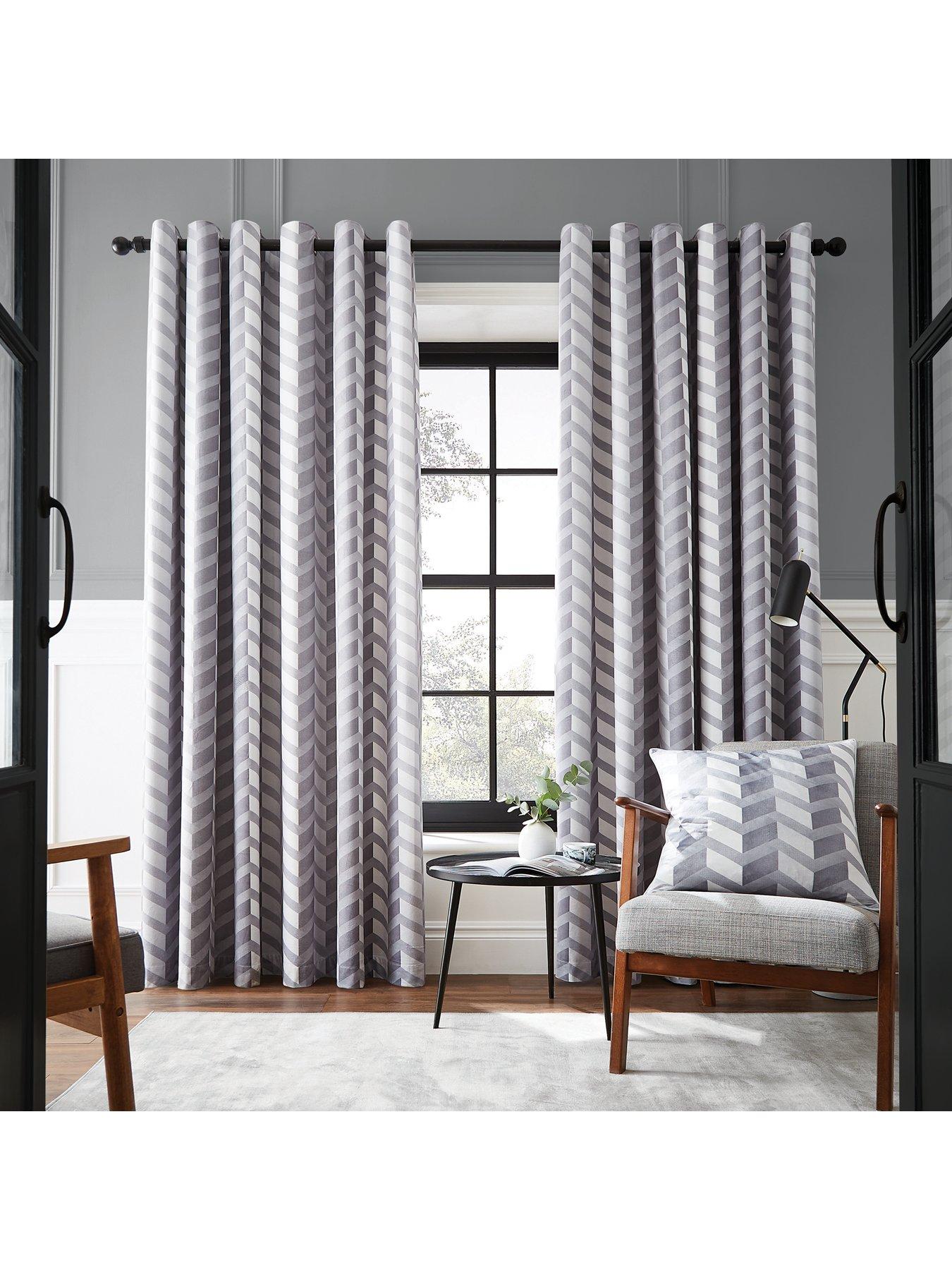 Product photograph of Hyperion Evander Velour Geo Weighted Eyelet Curtains from very.co.uk