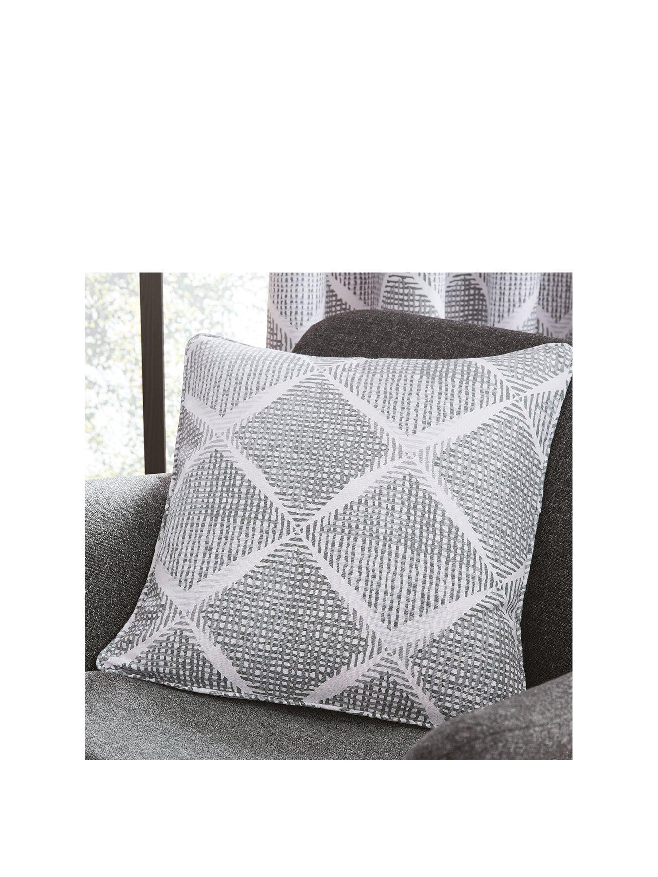 Product photograph of Catherine Lansfield Geo Textured Diamond Cushion from very.co.uk