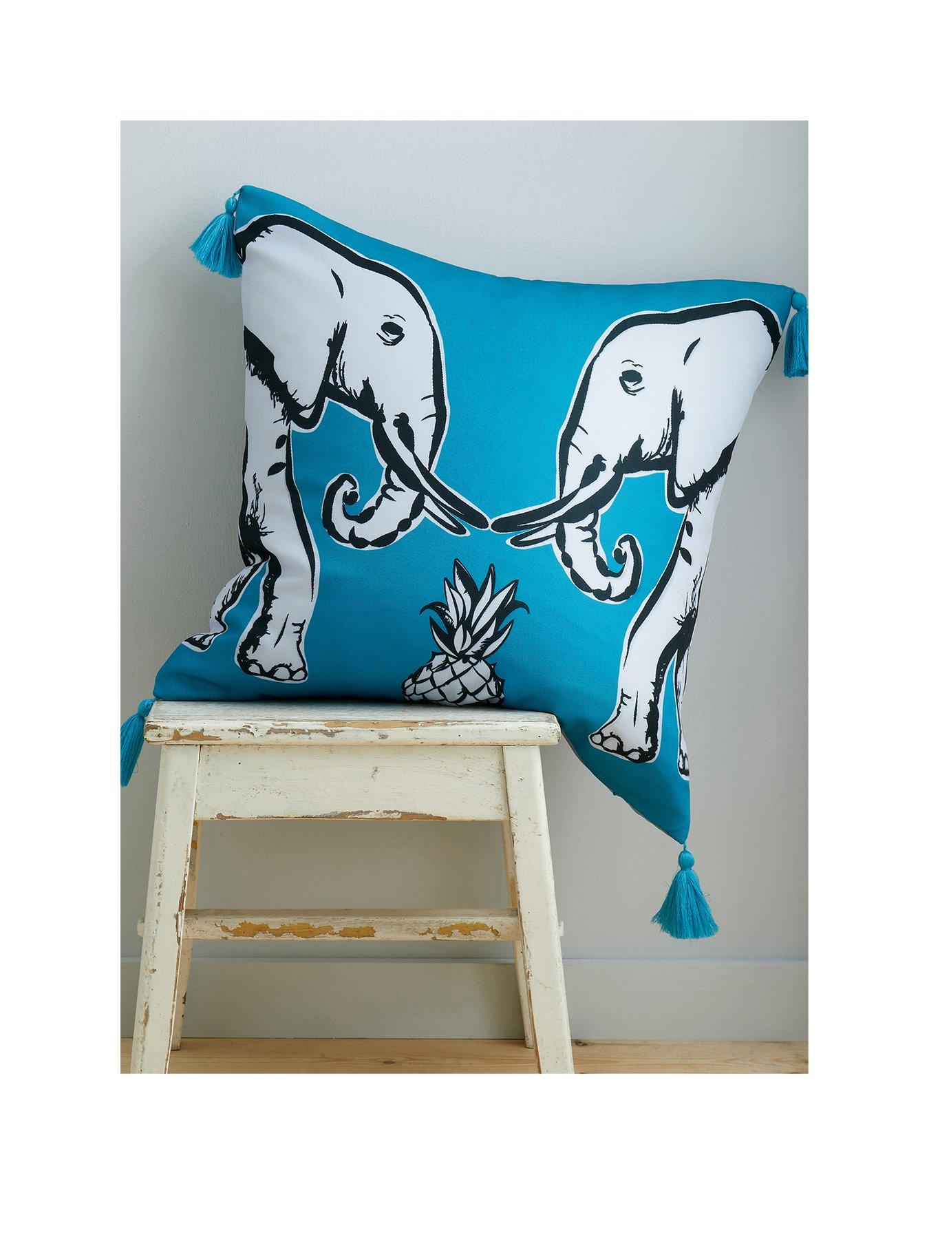 Product photograph of Pineapple Elephant Tembo Tasselled Cushion from very.co.uk