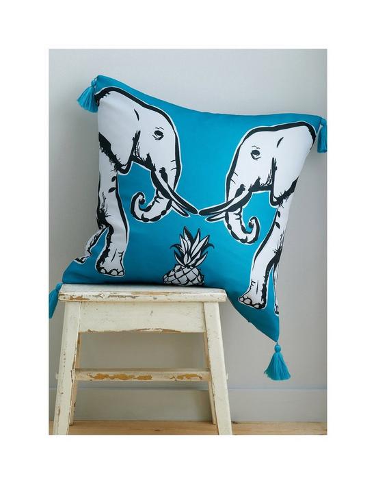 front image of pineapple-elephant-tembo-tasselled-cushion