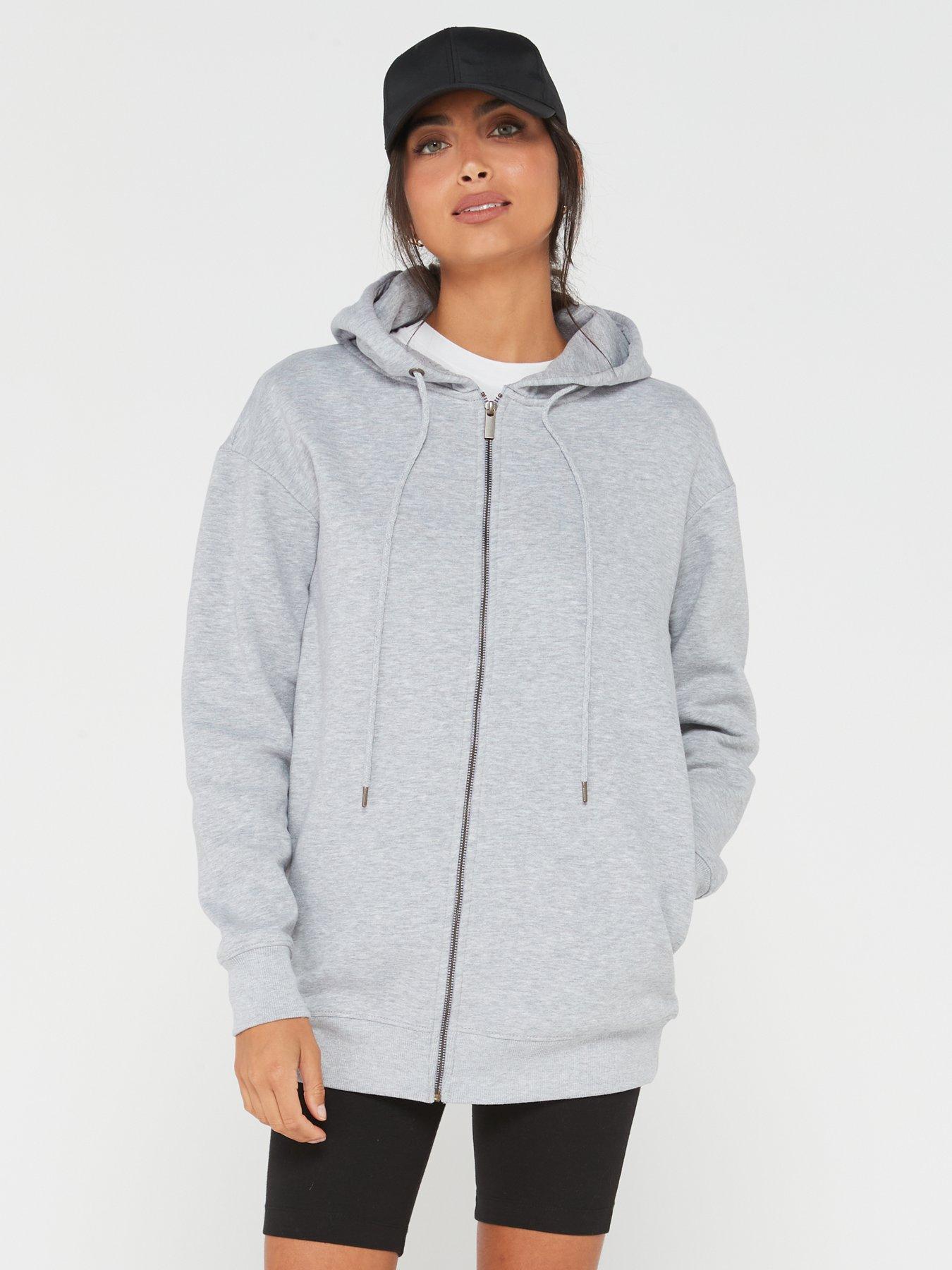 The Essential Oversized Zip Through Hoodie Grey