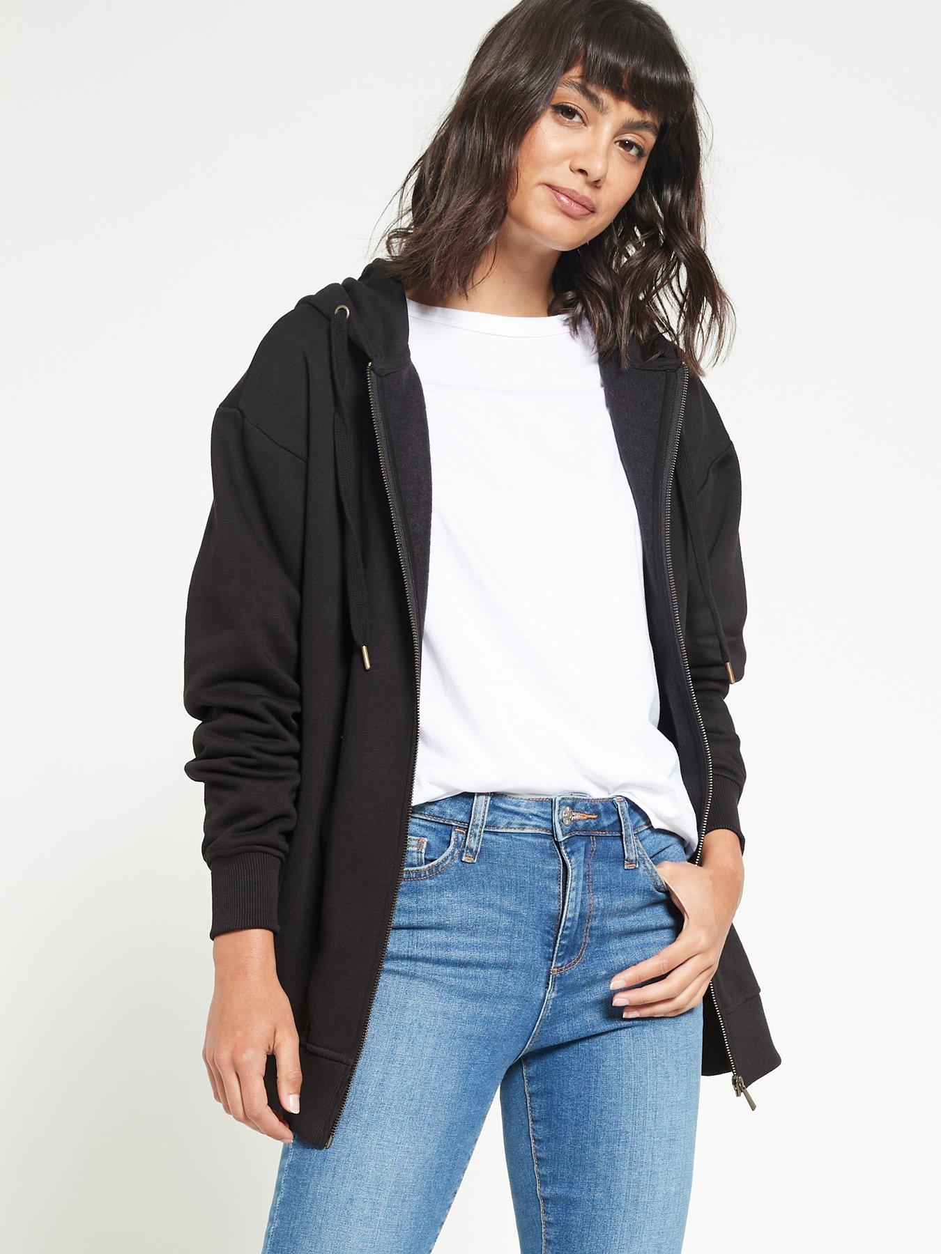 Image 1 of 4 of Everyday The Essential Oversized Zip Through Hoodie - Black