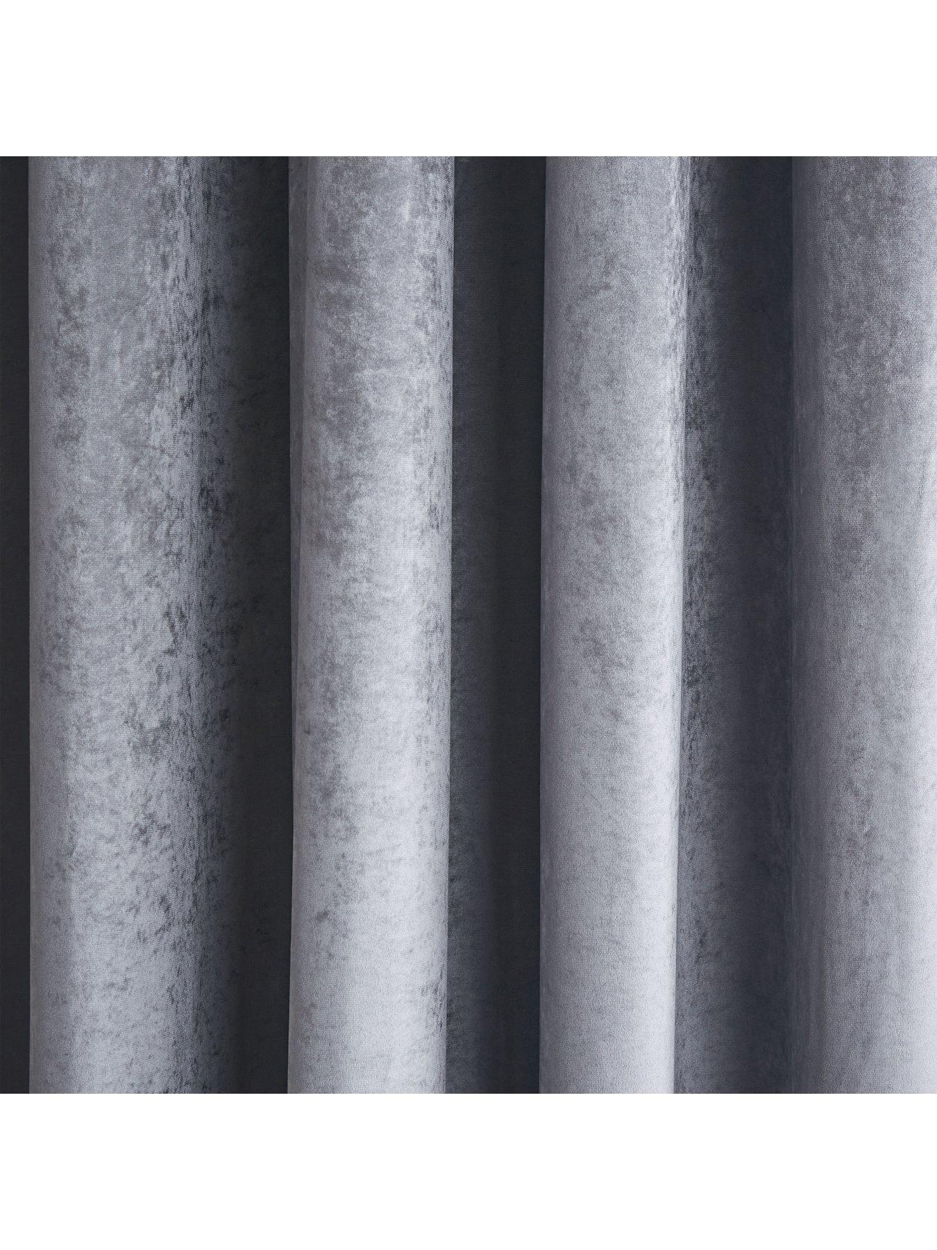 Image 3 of 5 of Catherine Lansfield Crushed Velvet Glamour Sequin Fully Lined Eyelet Curtains in Grey