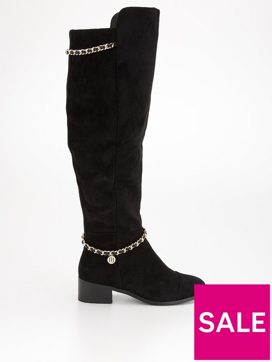 front image of river-island-over-the-knee-boot-black