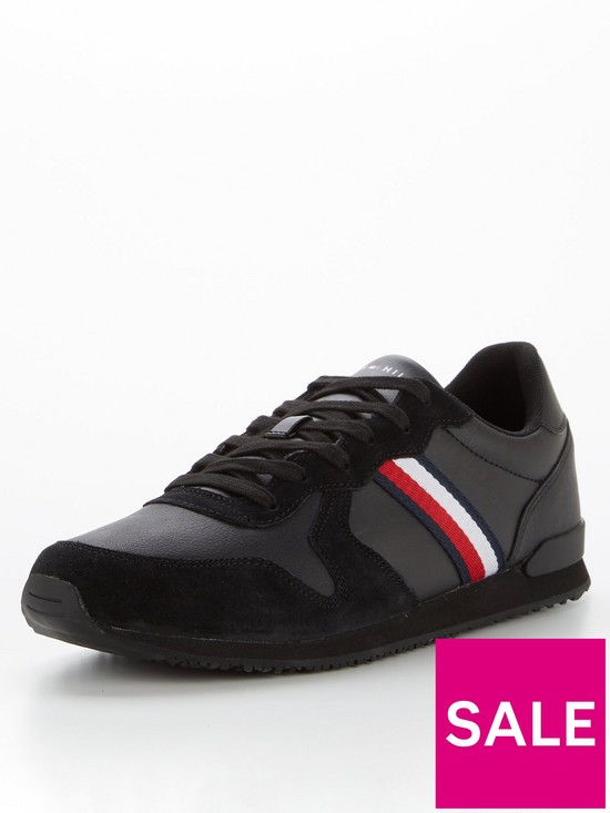 stillFront image of tommy-hilfiger-iconic-leather-runner-trainers-black