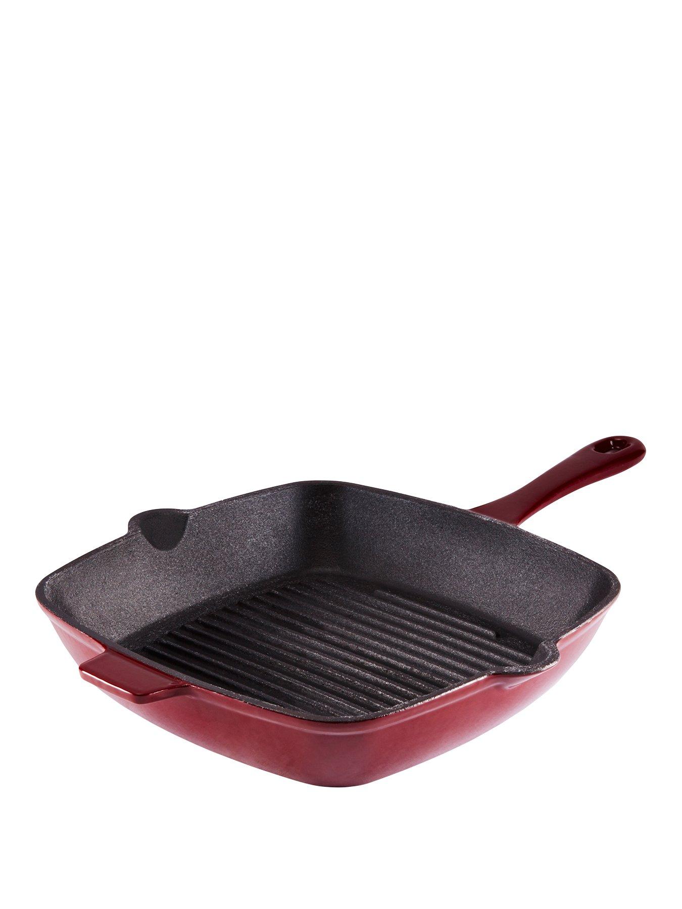 23cm Square KitchenCraft Cast Iron Griddle Pan for Induction Hob 