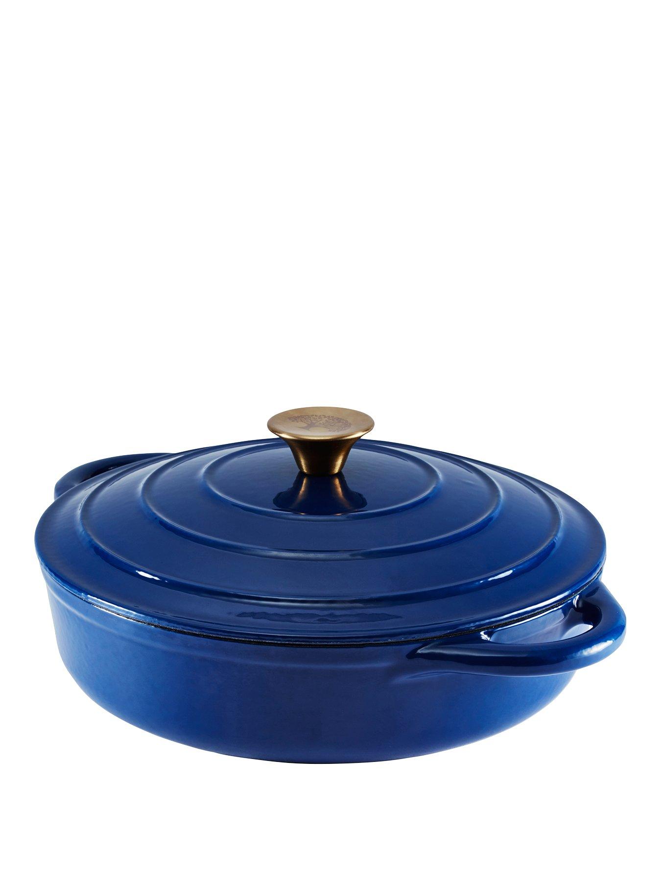 Product photograph of Tower Barbary Amp Oak 28 Cm Shallow Casserole Dish - Blue from very.co.uk