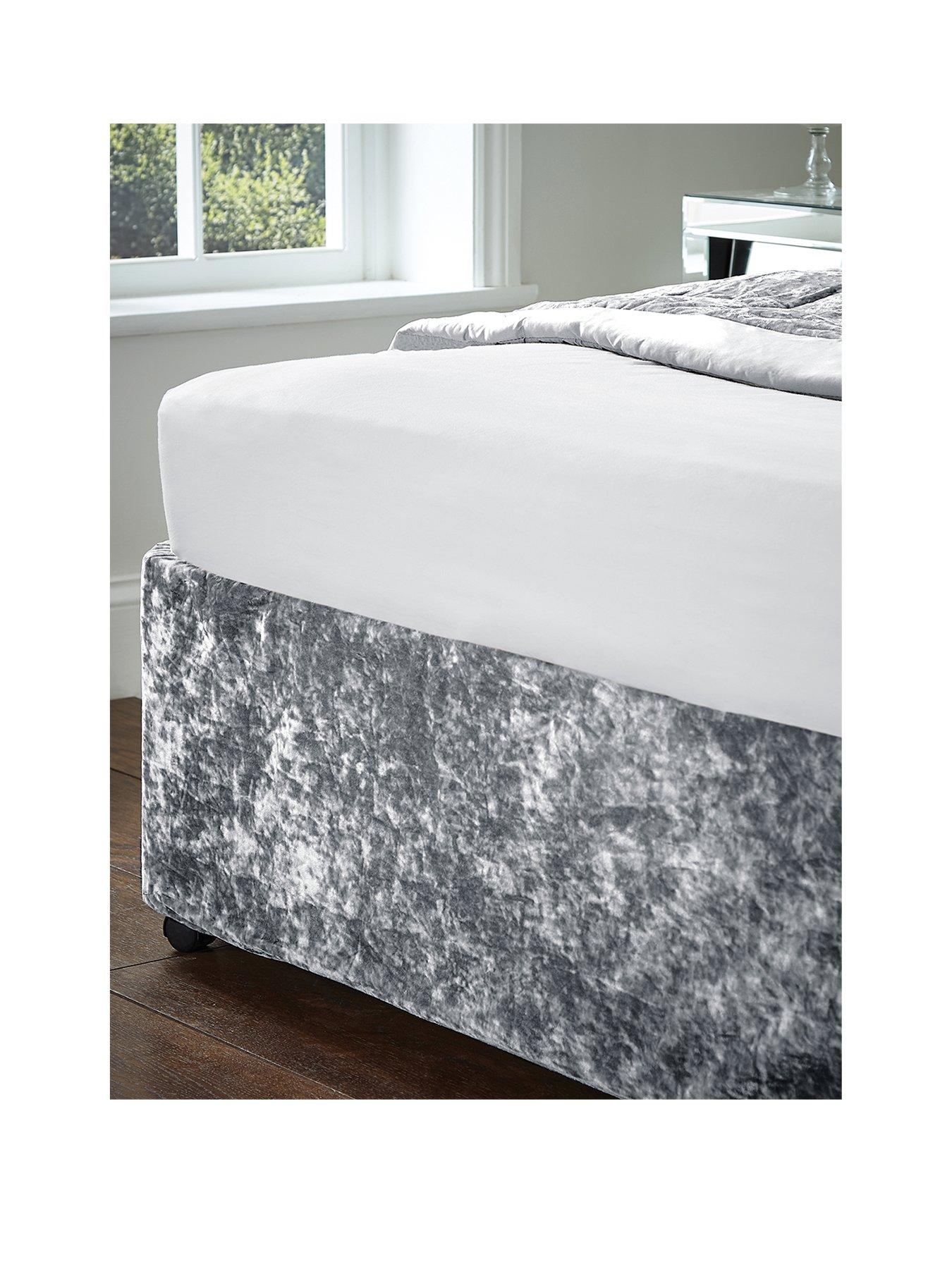 Catherine Lansfield Crushed Velvet Divan Base Wrap Silver very.co.uk