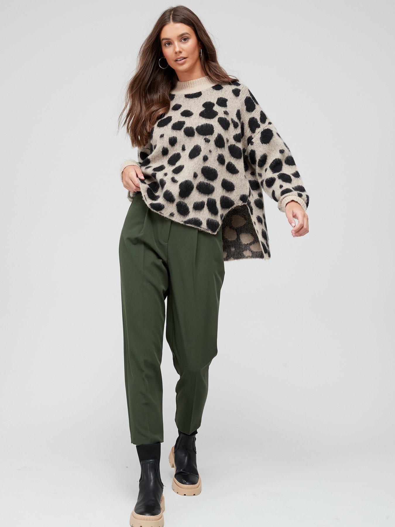  Leopard Print Knitted Jumper - Beige