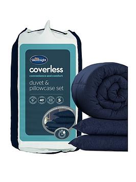 Product photograph of Silentnight Coverless 10 5 Tog Duvet With Pillowcases - Navy from very.co.uk