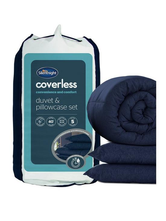 front image of silentnight-coverless-105-tog-duvet-with-pillowcases-navy
