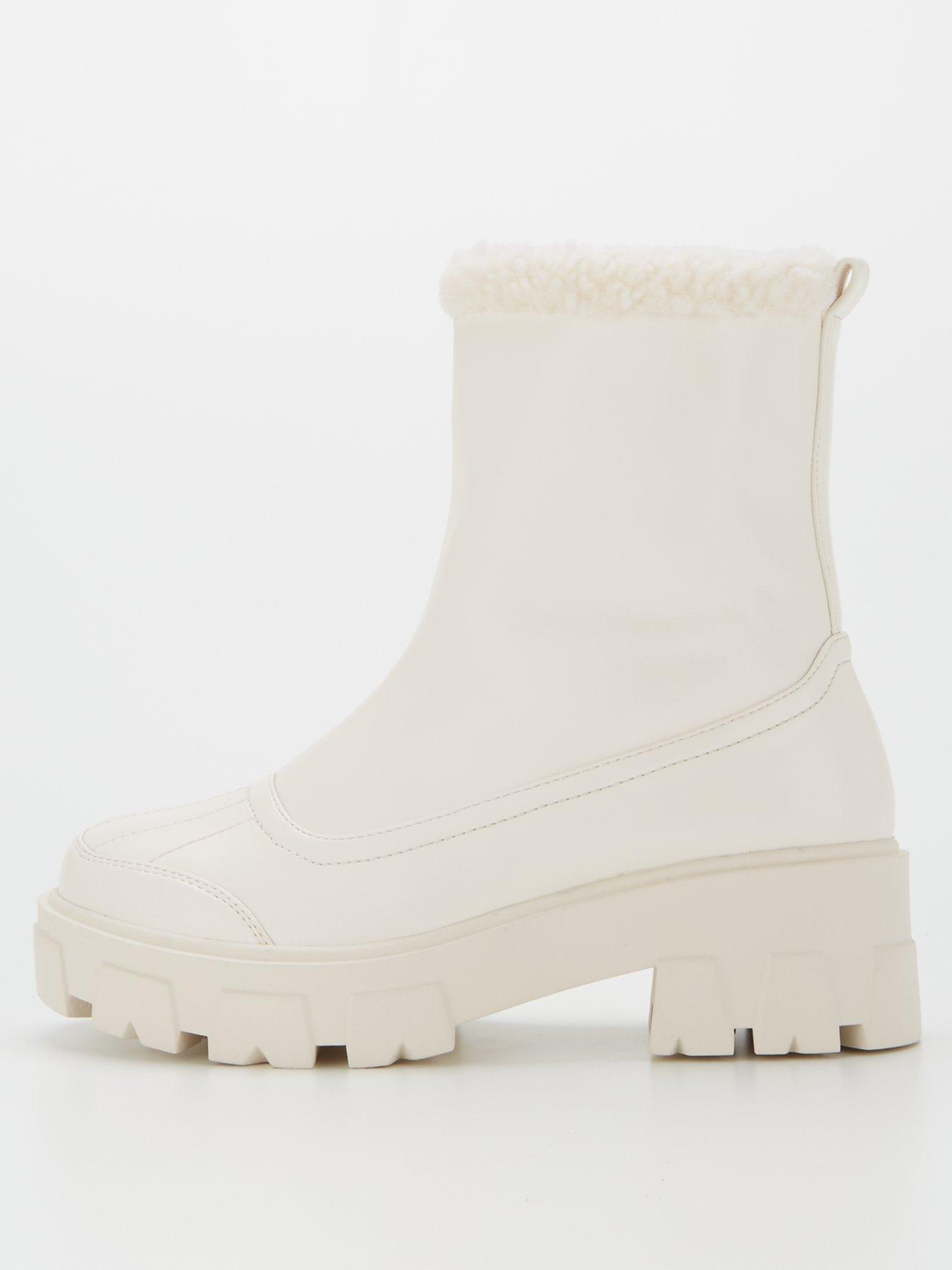 white flat boots uk