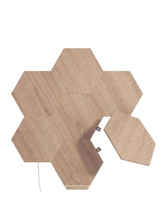 front image of nanoleaf-elements-wood-hexagons-starter-kit-7pk