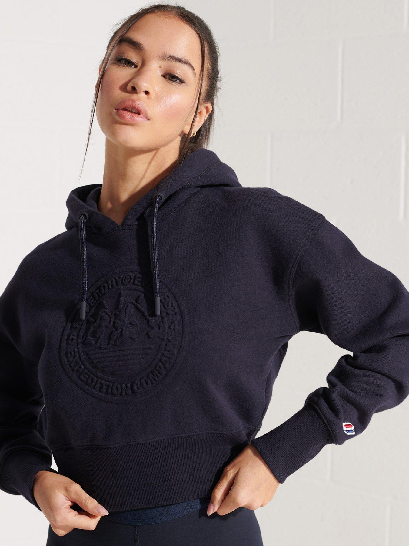  Expedition Embossed Boxy Hoodie - Navy
