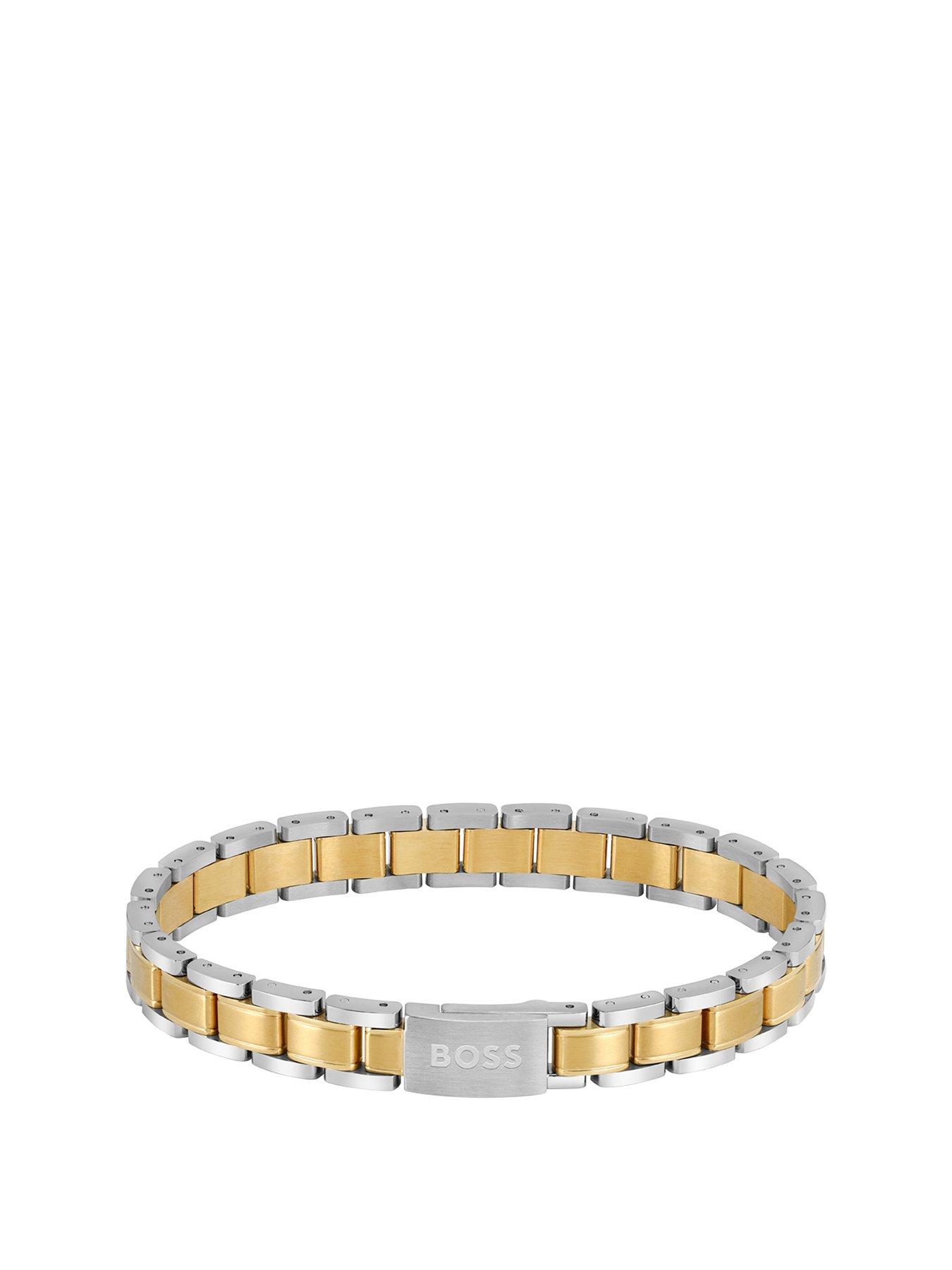 Product photograph of Boss Gents Boss Metal Link Essentials Two-tone Bracelet from very.co.uk