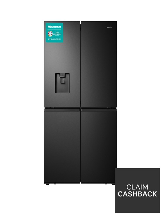front image of hisense-rq560n4wbf-79cm-wide-total-non-frost-american-style-multi-door-fridge-freezer-with-water-dispenser-black