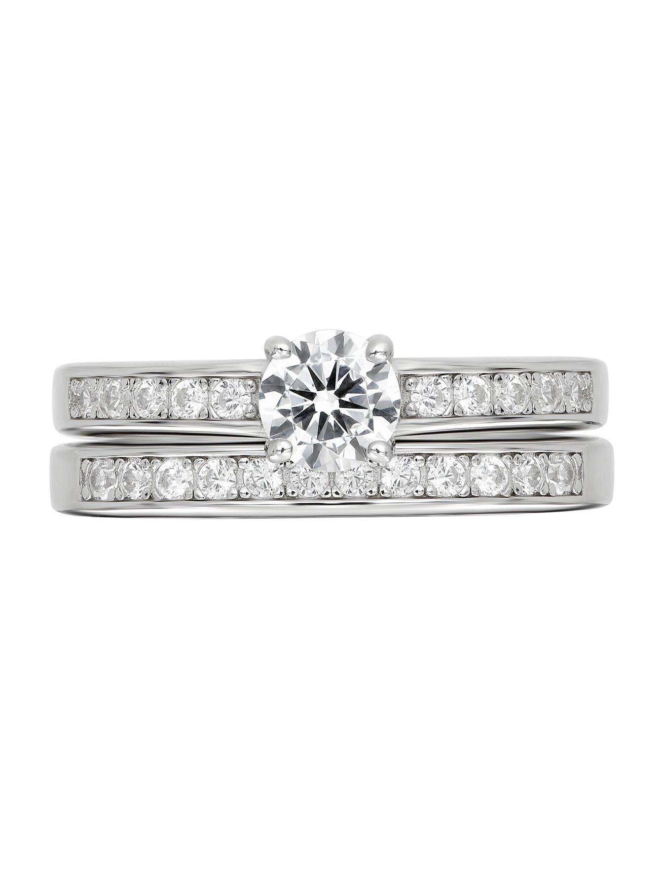 Image 2 of 5 of The Love Collection Silver Plated  Solitaire Eternity 'Forever Yours' Message Ring
