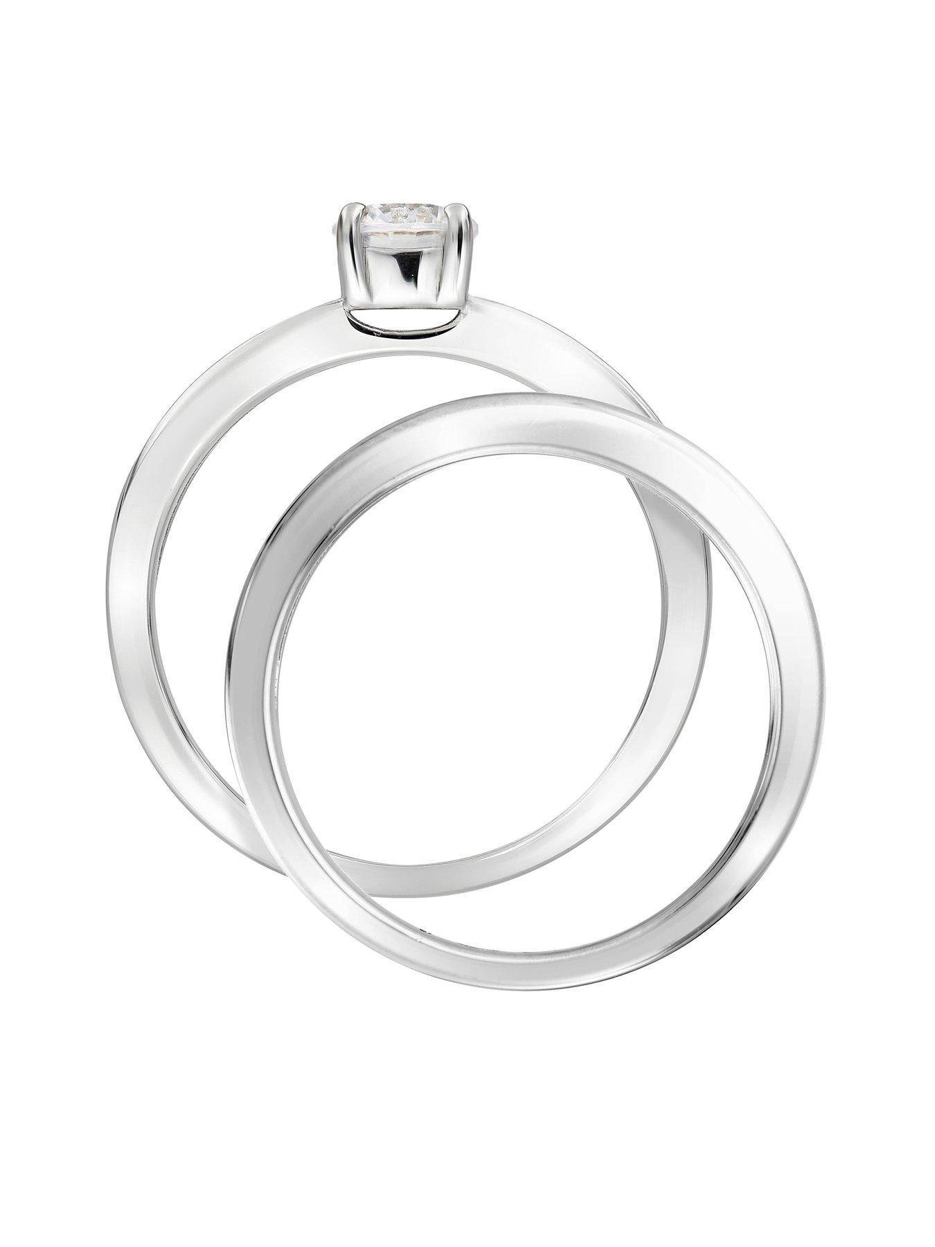 Image 3 of 5 of The Love Collection Silver Plated  Solitaire Eternity 'Forever Yours' Message Ring