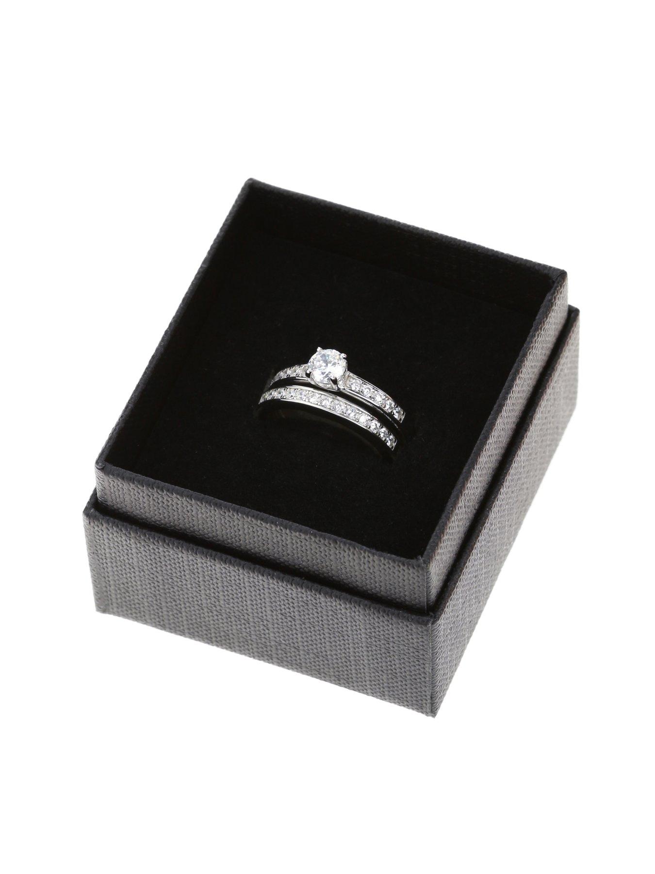 Image 5 of 5 of The Love Collection Silver Plated  Solitaire Eternity 'Forever Yours' Message Ring