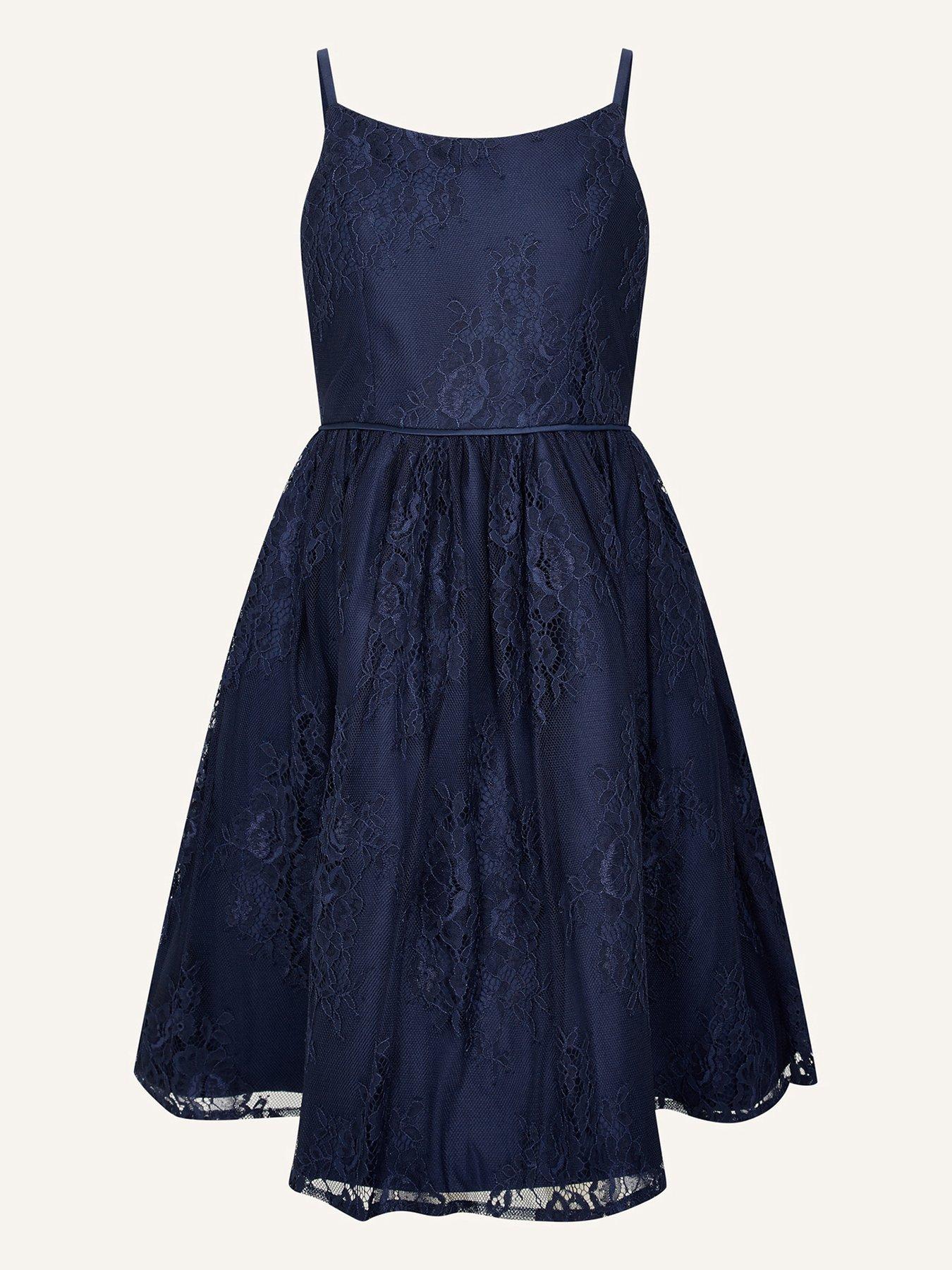 Occasion & wear Girls Lace Prom Dress - Navy