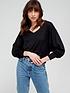  image of v-by-very-batwing-v-neck-top-black