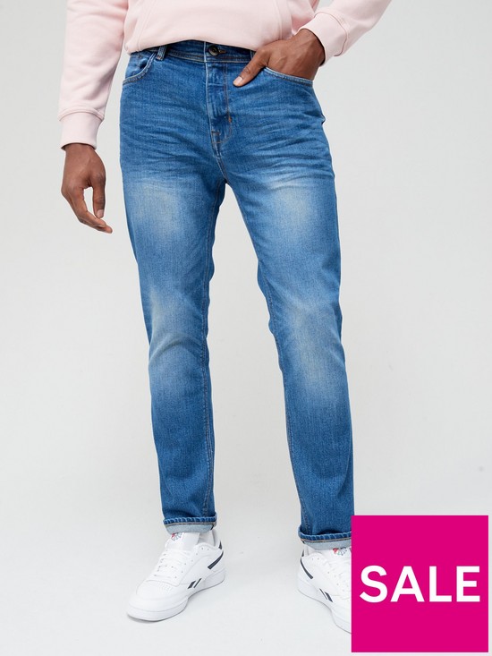 front image of very-man-premium-slim-stretch-jeans-mid-blue