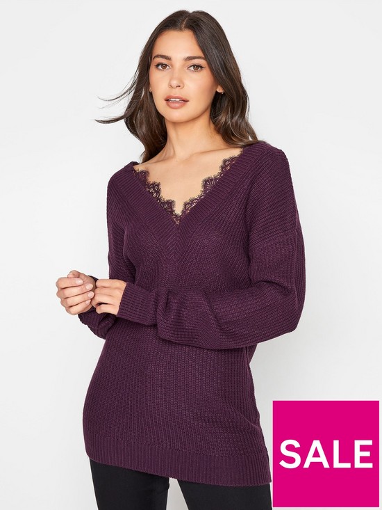 front image of long-tall-sally-lace-trim-jumper