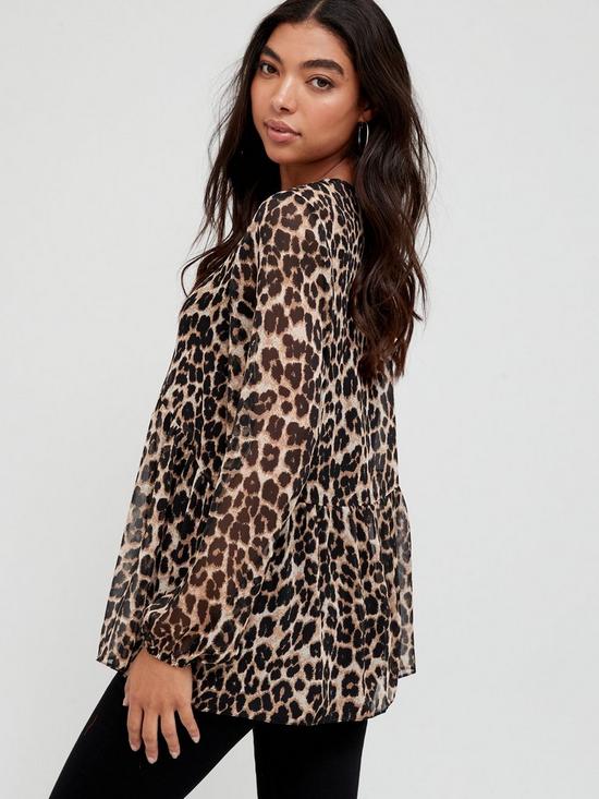 stillFront image of v-by-very-button-detail-drop-hem-blouse-with-cami-topnbspnbsp--animal
