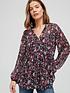  image of v-by-very-button-detail-drop-hem-blouse-floral