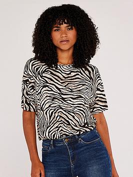 apricot-graphic-zebra-print-jersey-t-shirt-stone