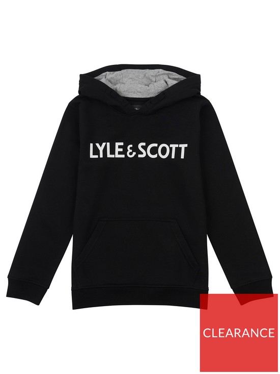 front image of lyle-scott-boys-logo-pullovernbsphoodie-black