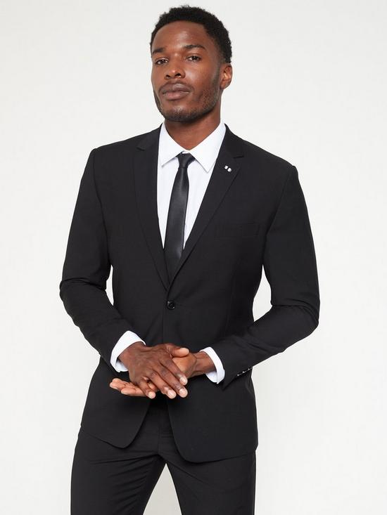 front image of very-man-regular-fit-stretch-suit-jacket-black