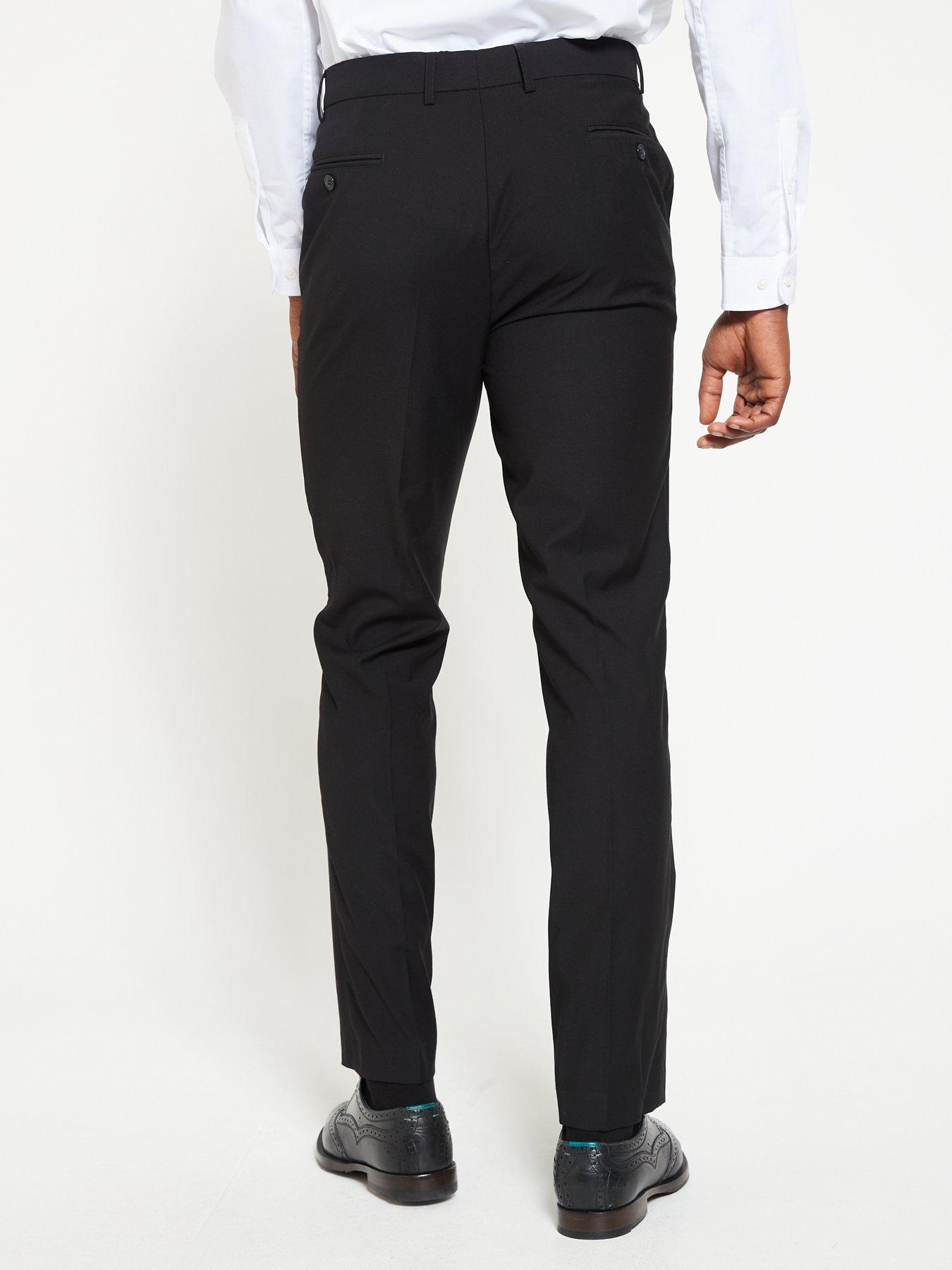 Men Regular Fit Stretch Suit Trouser - Black