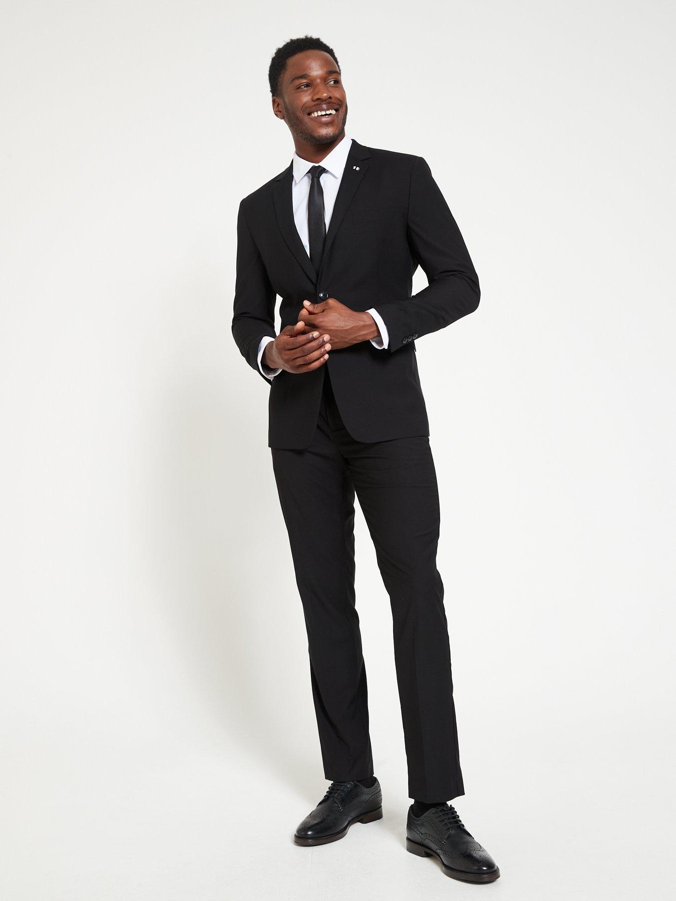 Men Regular Fit Stretch Suit Trouser - Black