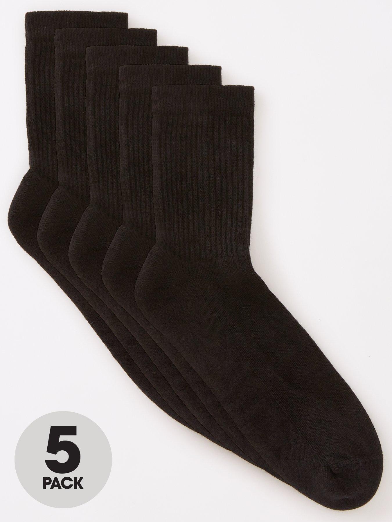 Everyday Unisex 5 Pack Black Sports Socks