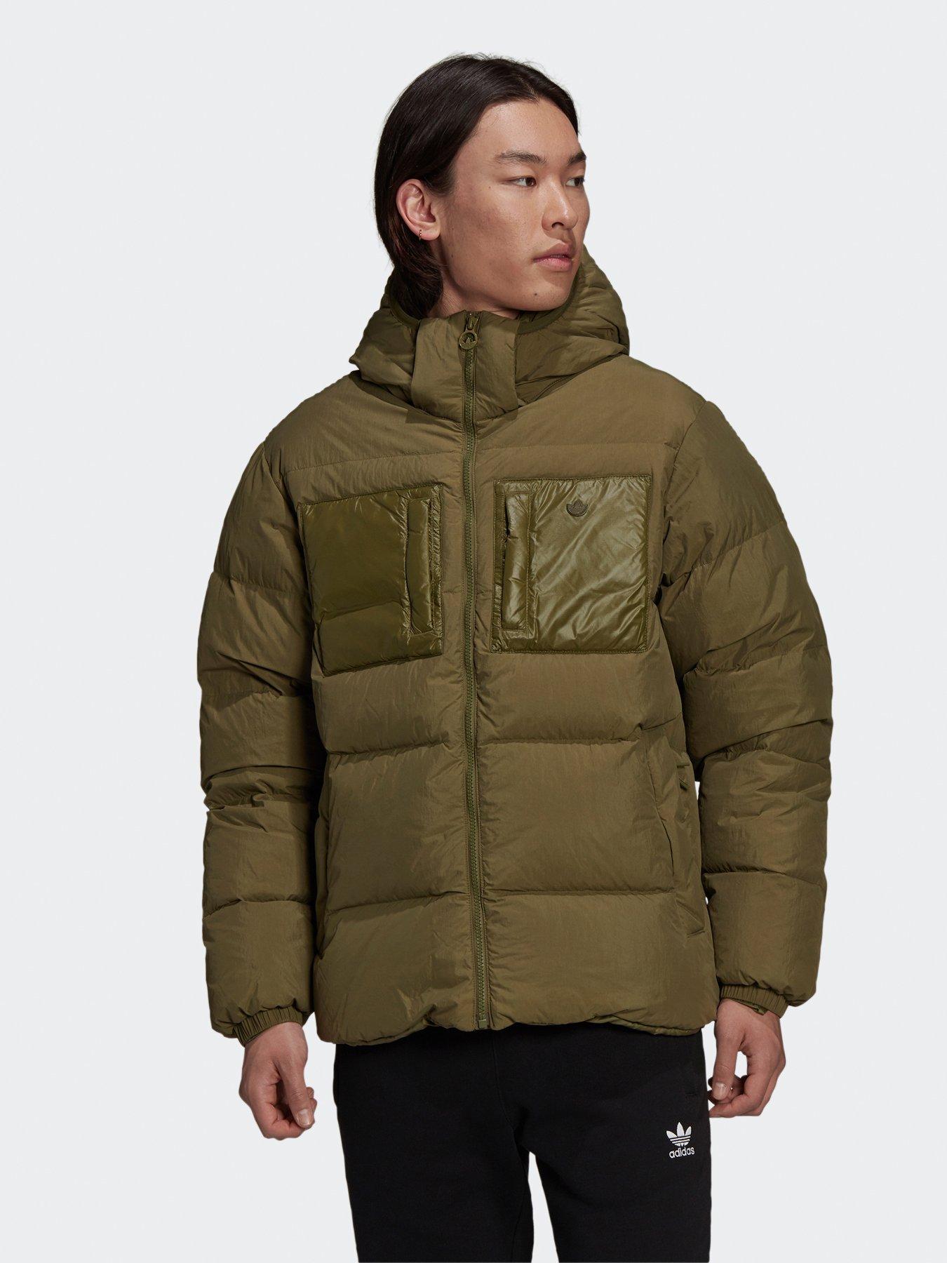 adidas mens terrex climaheat hooded padded down jacket raw green