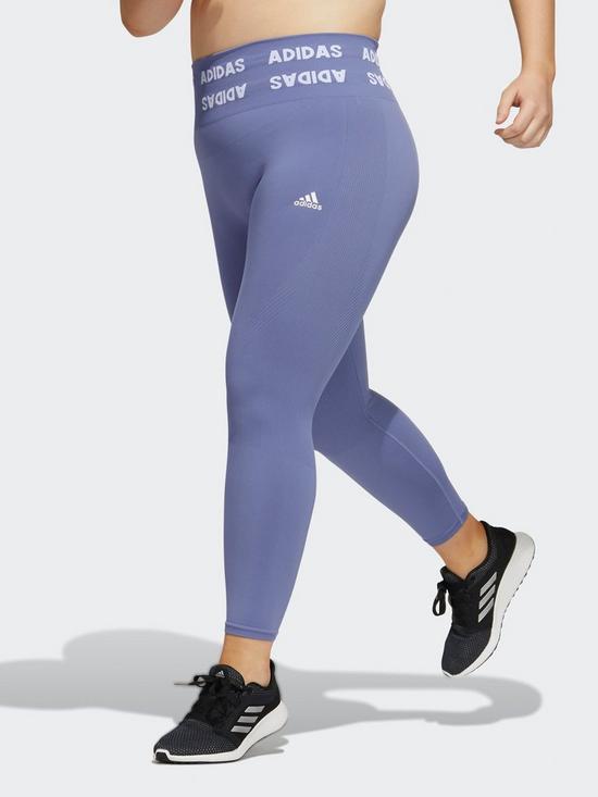 front image of adidas-training-aeroknit-78-high-rise-tights-plus-size