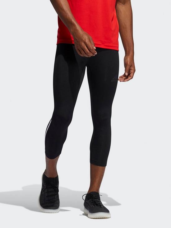 front image of adidas-techfit-34-3-stripes-tights