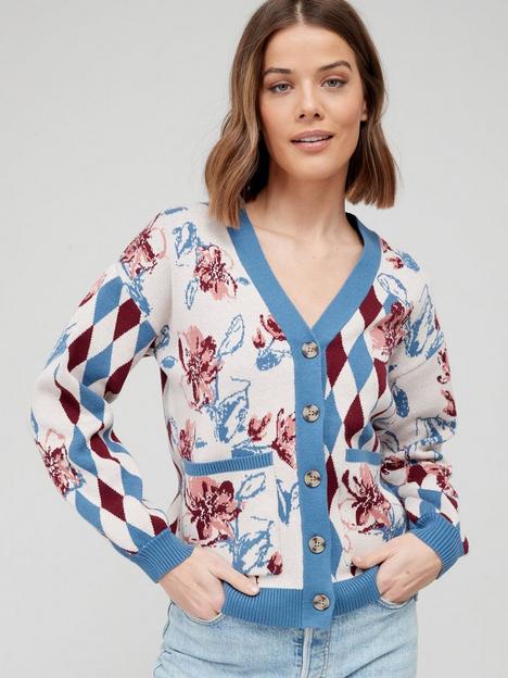 v-by-very-knitted-print-clash-button-cardigan-blue