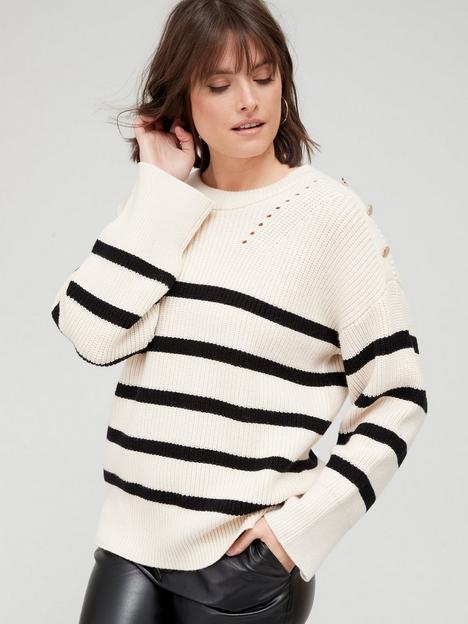 v-by-very-knitted-stripe-button-shoulder-jumper-ivorynavy