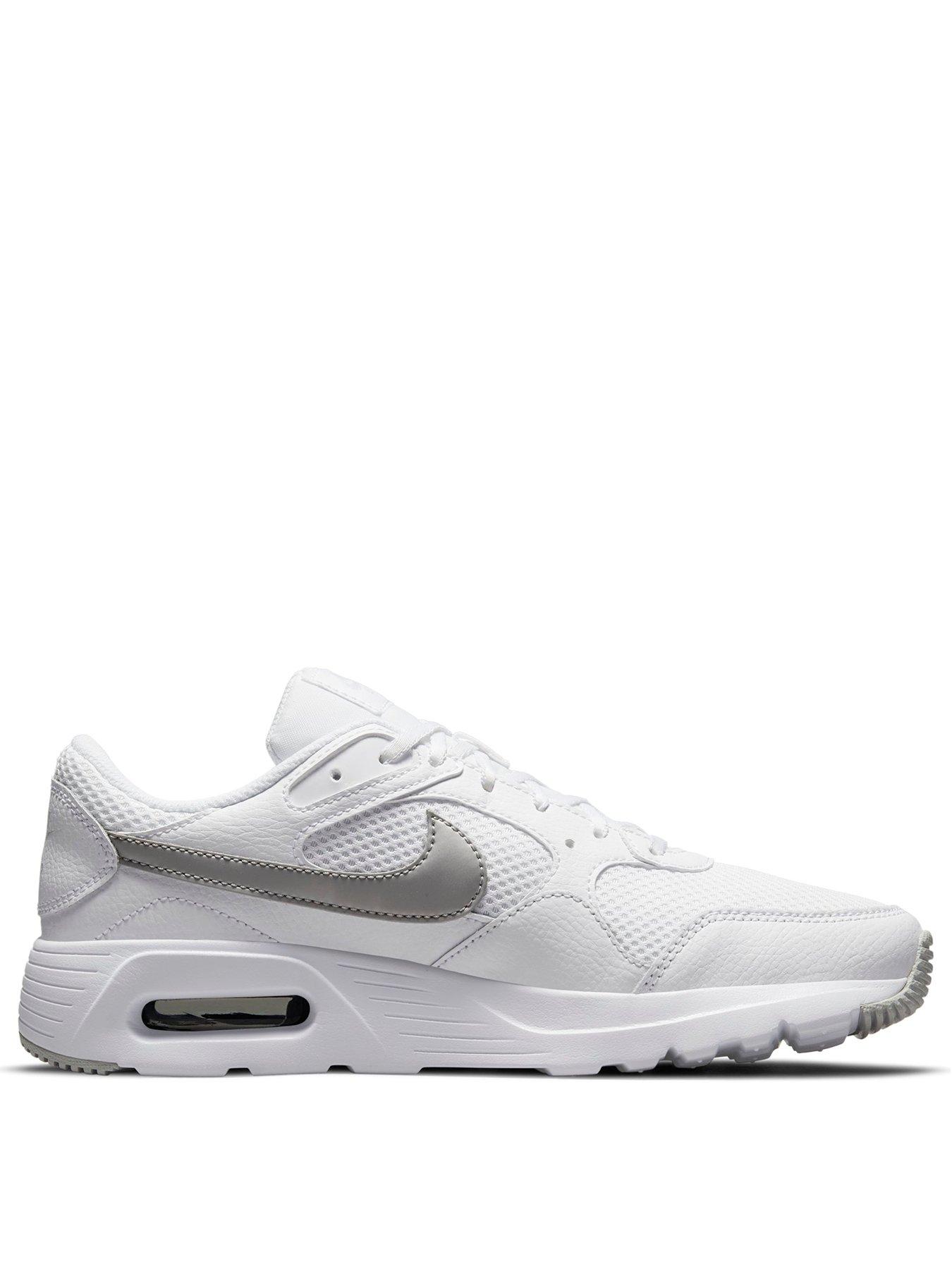 Nike air max deals white and silver