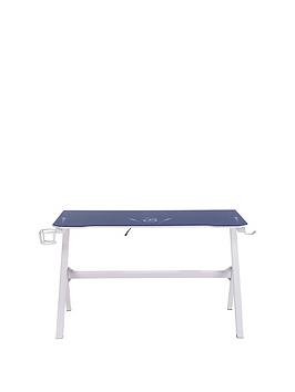 Product photograph of Lloyd Pascal Velar Gaming Desk With Led Light - White Blue from very.co.uk