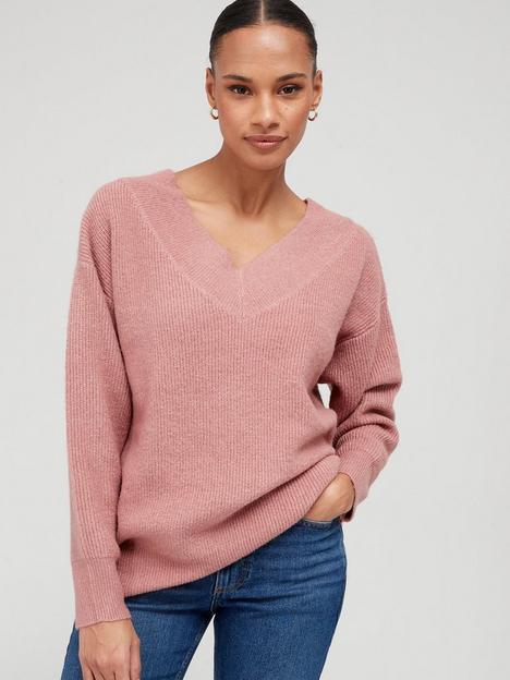 v-by-very-knitted-deep-v-front-and-back-jumper-blush