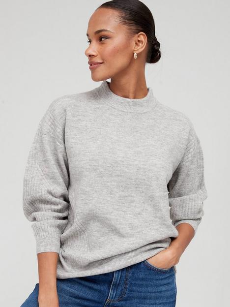v-by-very-knitted-rib-detail-longline-crew-neck-jumper-grey