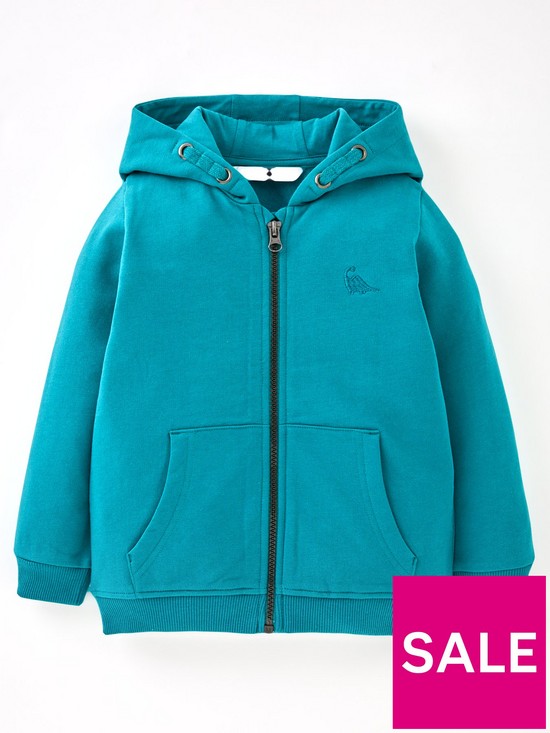front image of mini-v-by-very-boys-essential-zip-through-hoodie-teal